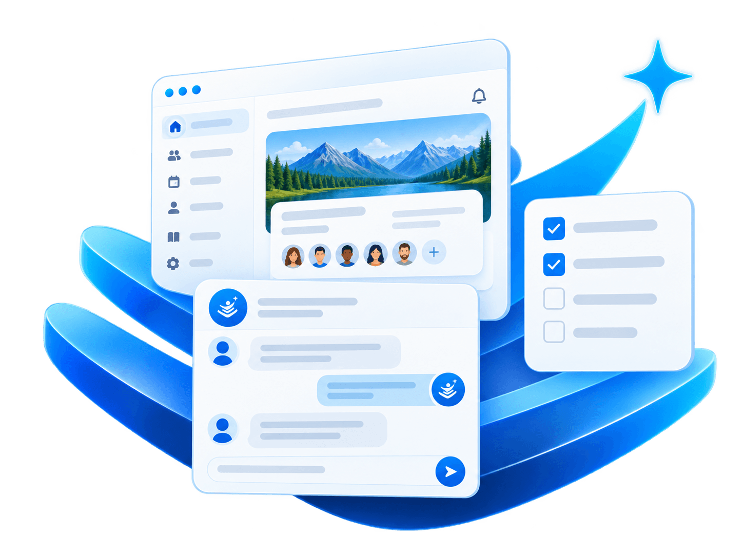 Illustration of Smartstack community, mentoring, and task software